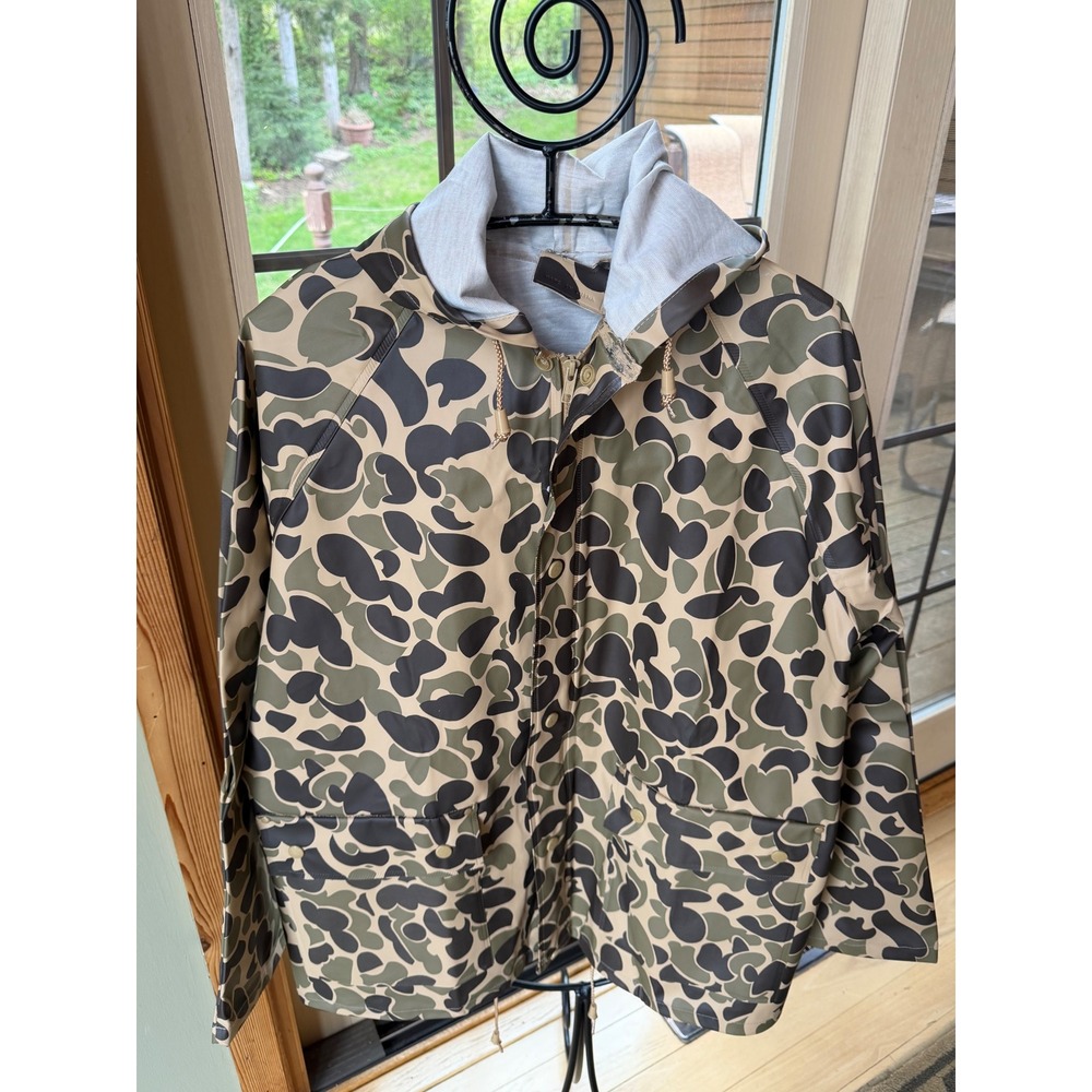 Stearns Dry Wear Mens Large Duck Camo Rain Jacket Hooded Waterproof Parka JT1123